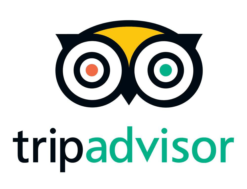 Tripadvisor logo featuring an owl design with colorful eyes and the word "tripadvisor" below.